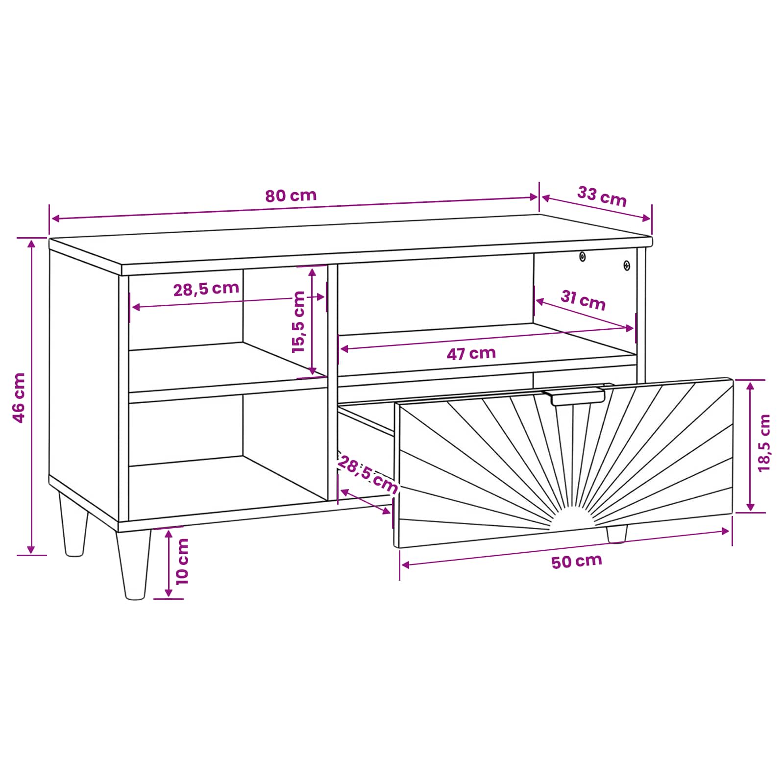 TV ormar Crna i zlatna 80 x 33 x 46 cm Konstruirano drvo