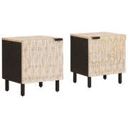 Noćni ormar 2 pcs Bijelo 40 x 33 x 46 cm Čvrsto drvo manga