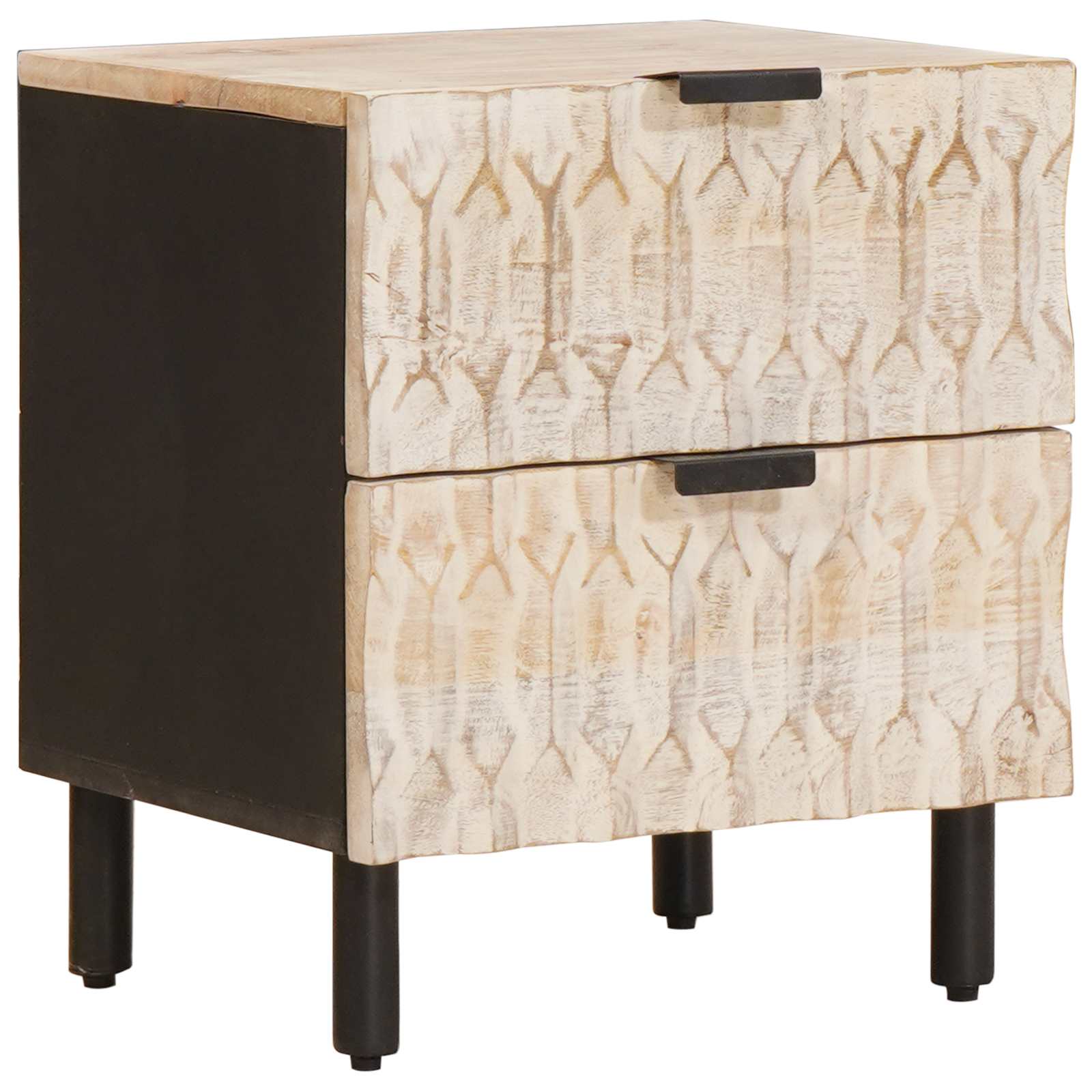 Noćni ormar 2 pcs Bijelo 40 x 33 x 46 cm Čvrsto drvo manga