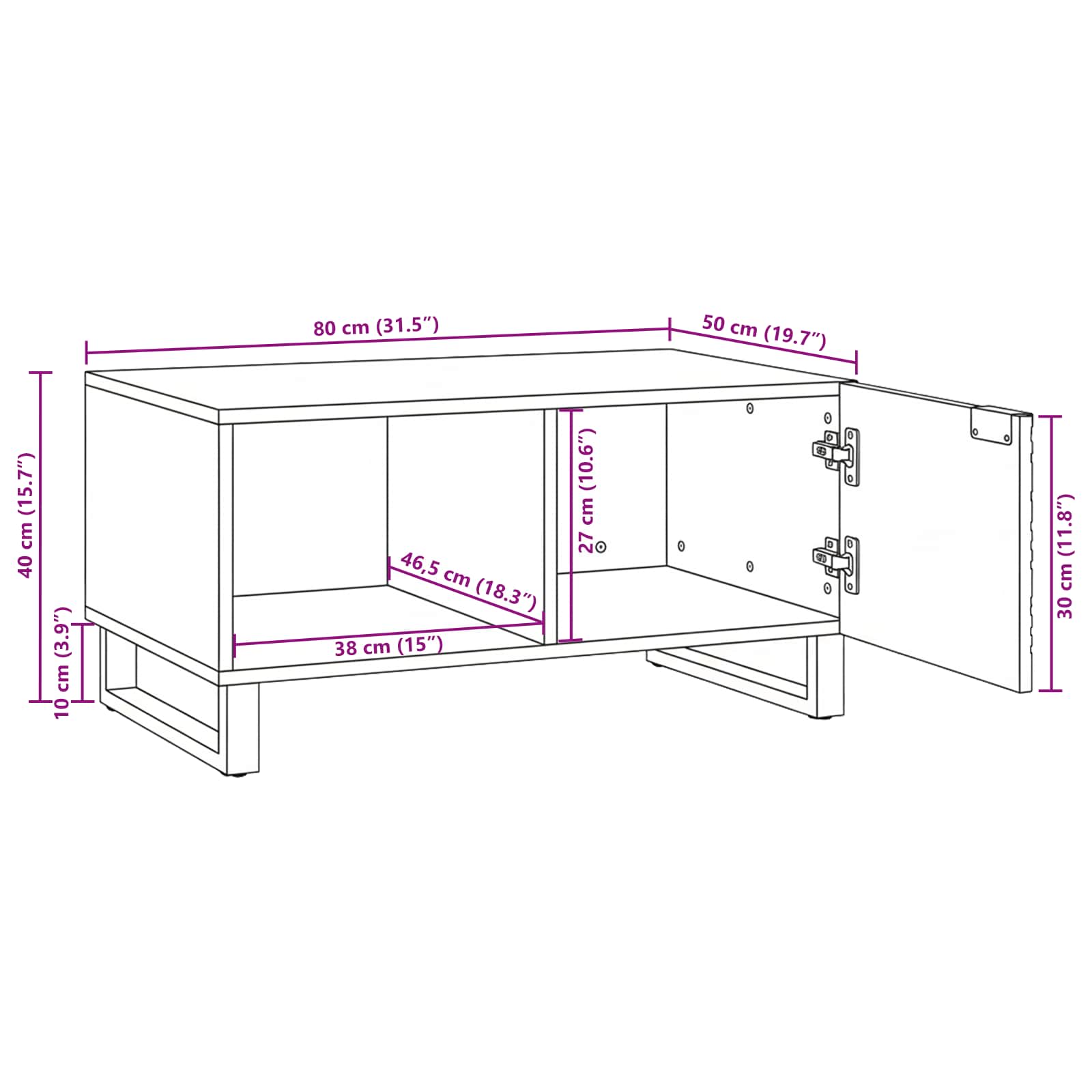 Kava Stol Prirodna 80 x 50 x 40 cm Konstruirano drvo