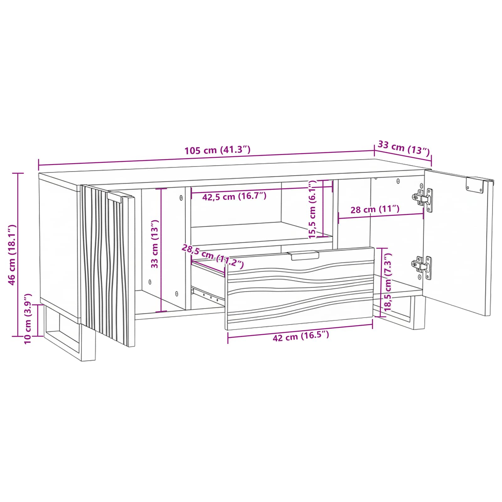 TV Jedinice s ladicama Smeđa 105 x 33 x 46 cm Konstruirano drvo