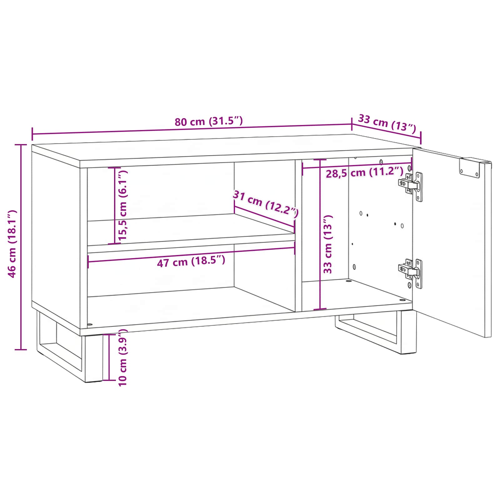 TV Jedinice Smeđa 80 x 33 x 46 cm Konstruirano drvo