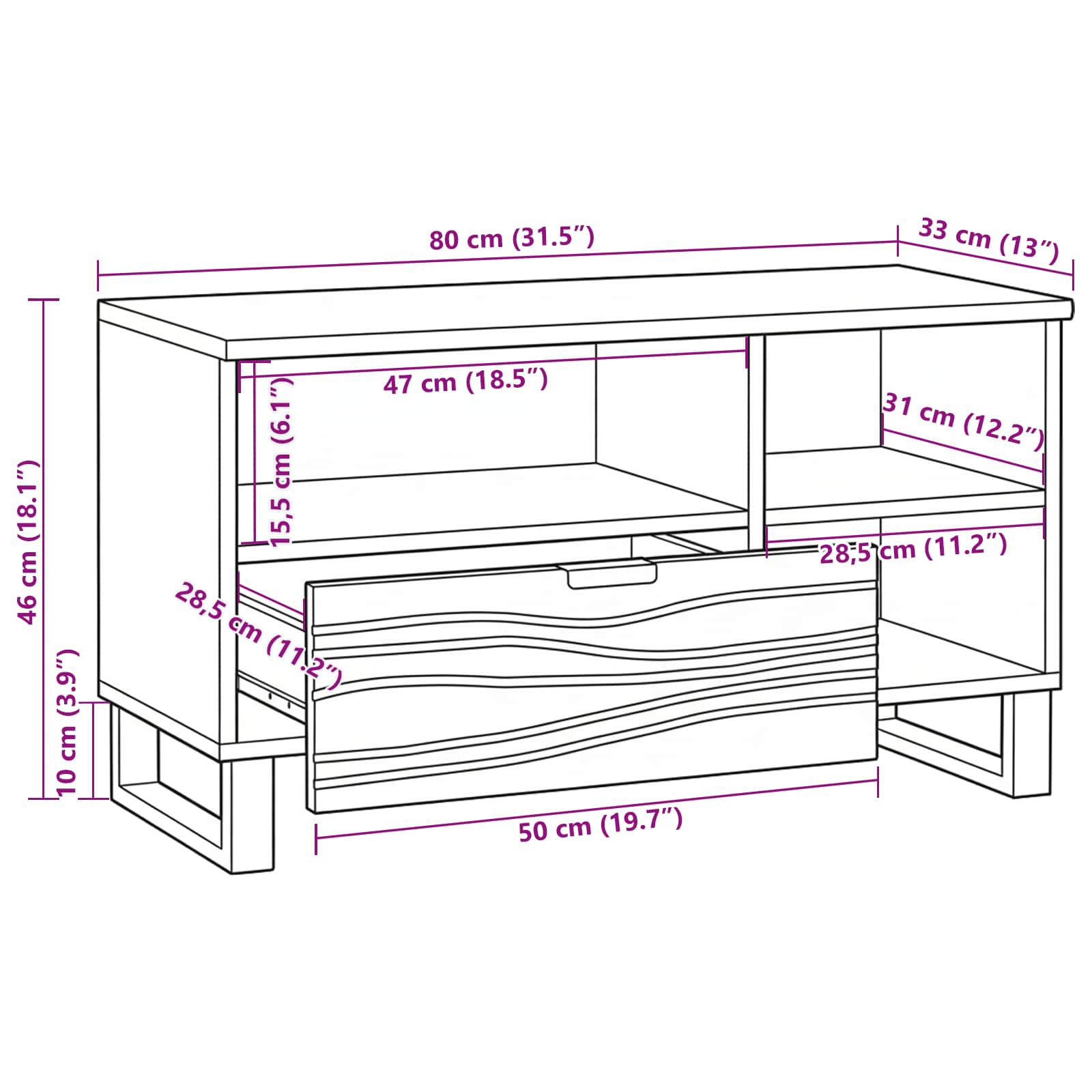 TV Jedinice s ladicama Smeđa 80 x 33 x 46 cm Konstruirano drvo