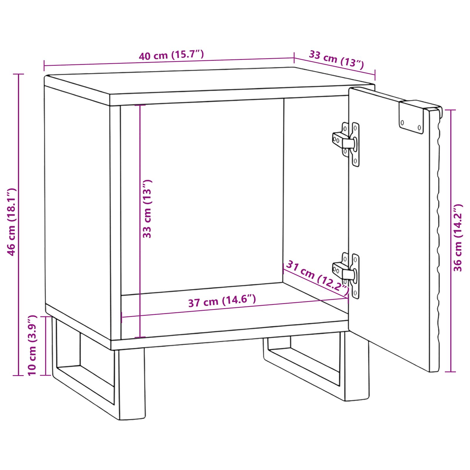 Noćni ormar 2 pcs Bijela 40 x 33 x 46 cm Konstruirano drvo