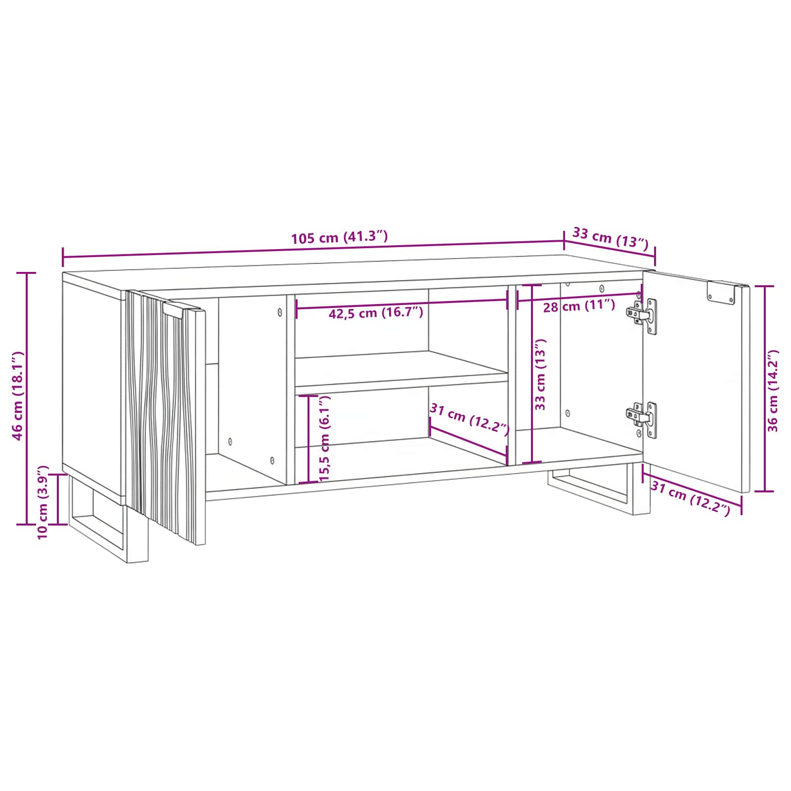 TV Jedinice Bijelo 105 x 33 x 46 cm Konstruirano drvo