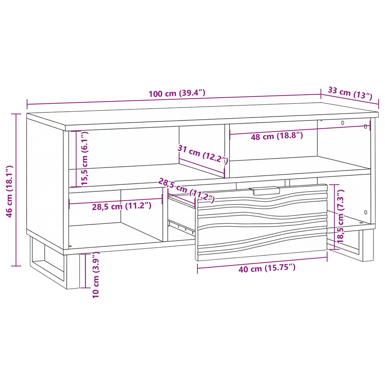 TV Jedinice Bijelo 105 x 33 x 46 cm Konstruirano drvo