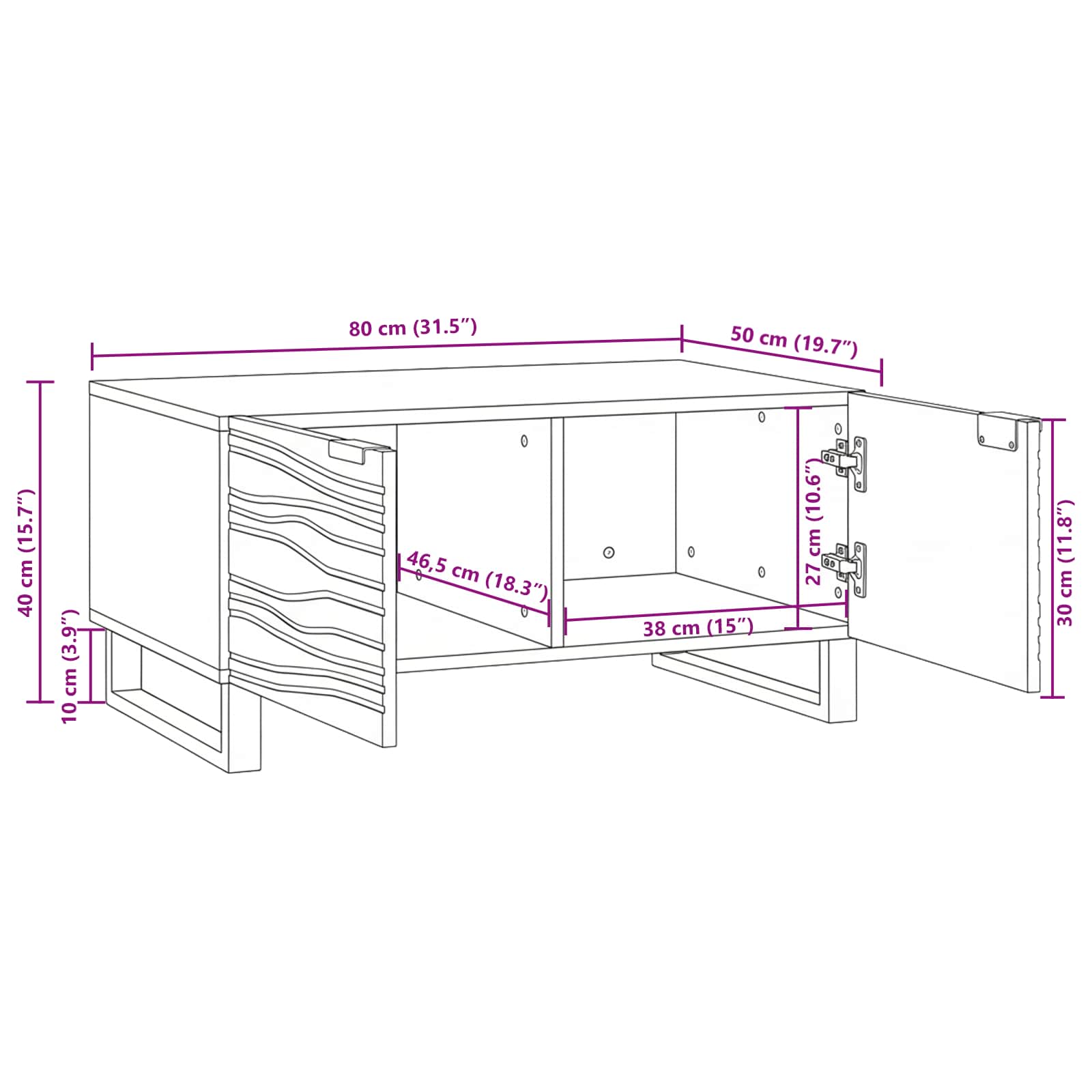 Kava Stol Orah 80 x 50 x 40 cm Konstruirano drvo