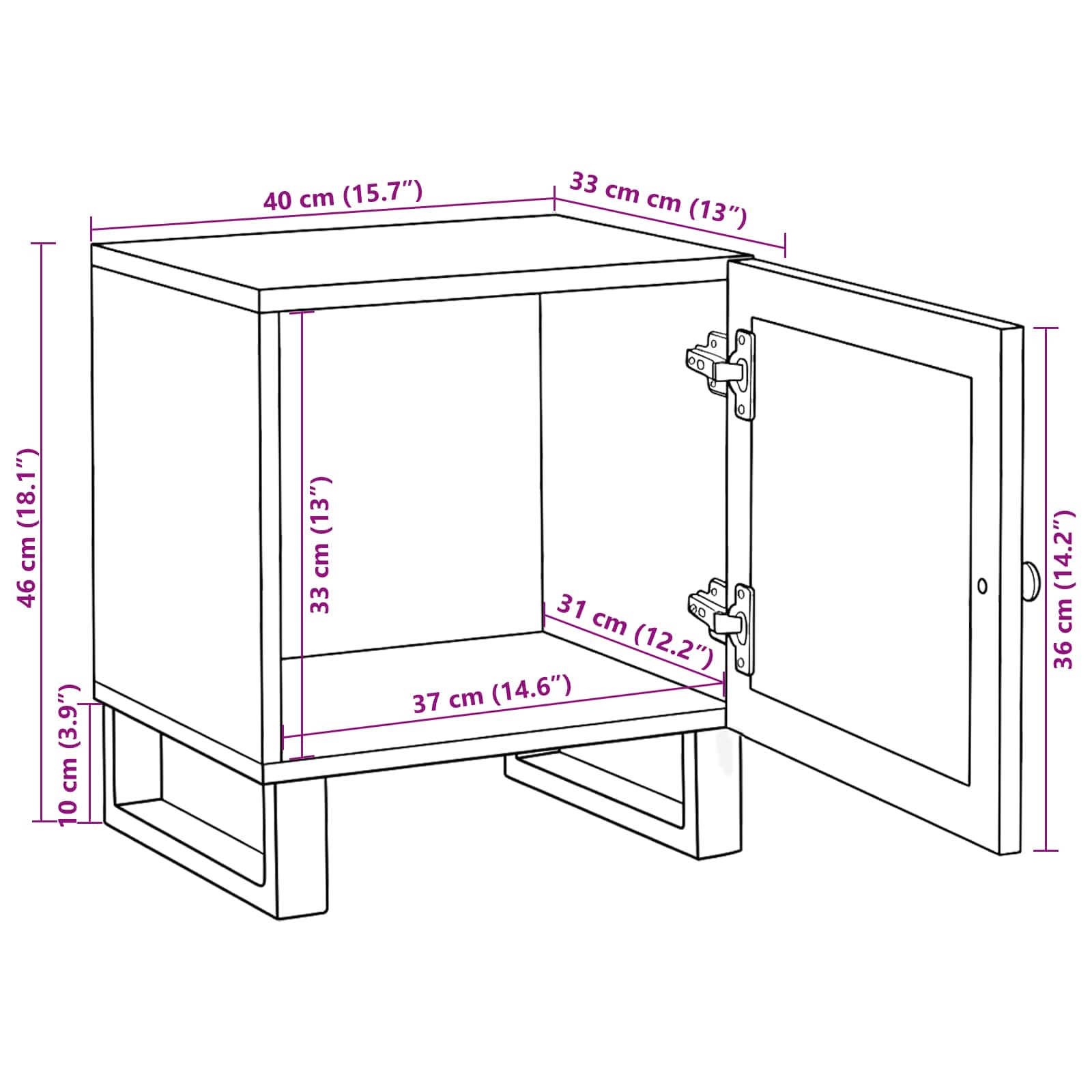 Noćni ormar 2 pcs Prirodna 40 x 33 x 46 cm