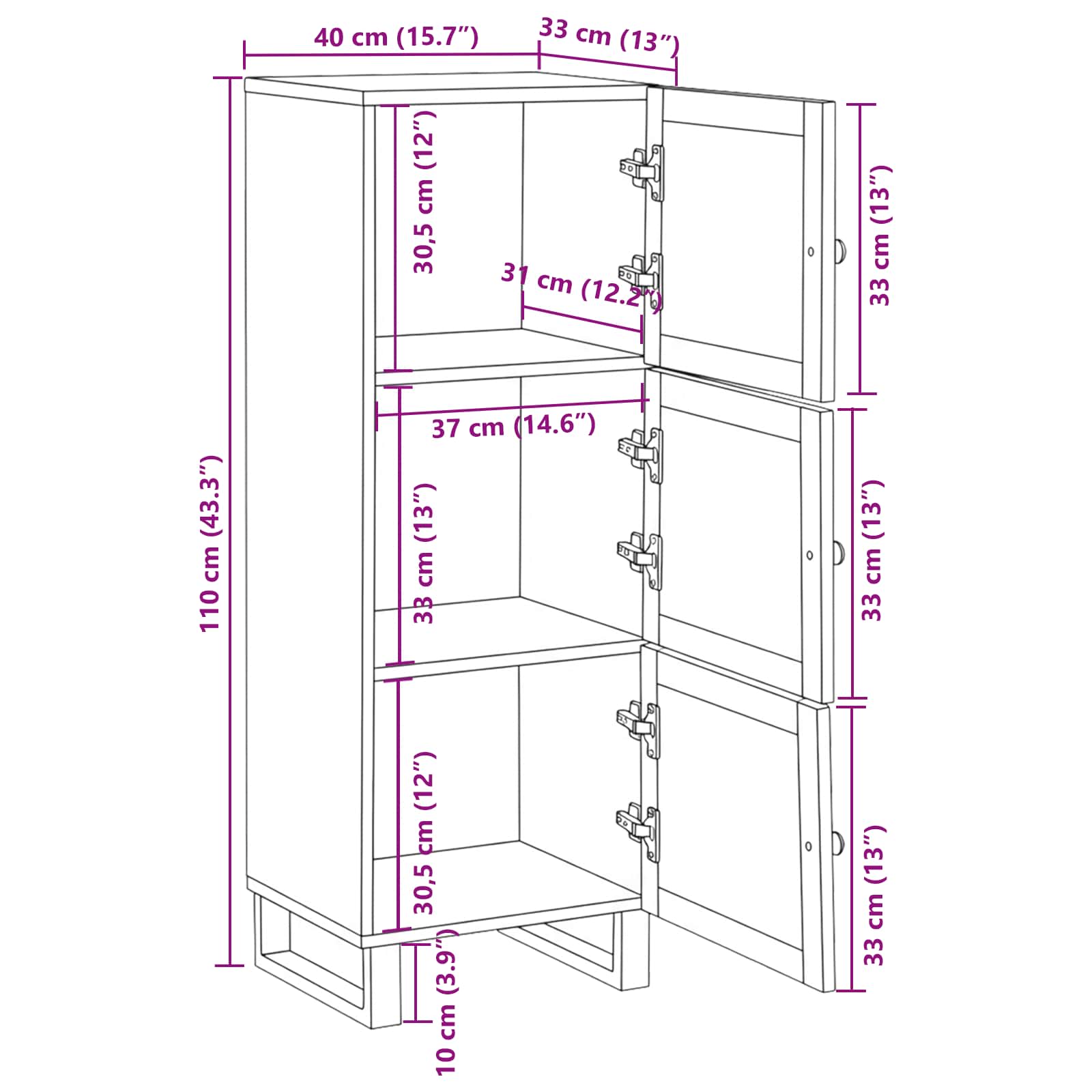 Highboard s pohranom Smeđa 90 x 33 x 75 cm Čvrsto drvo manga