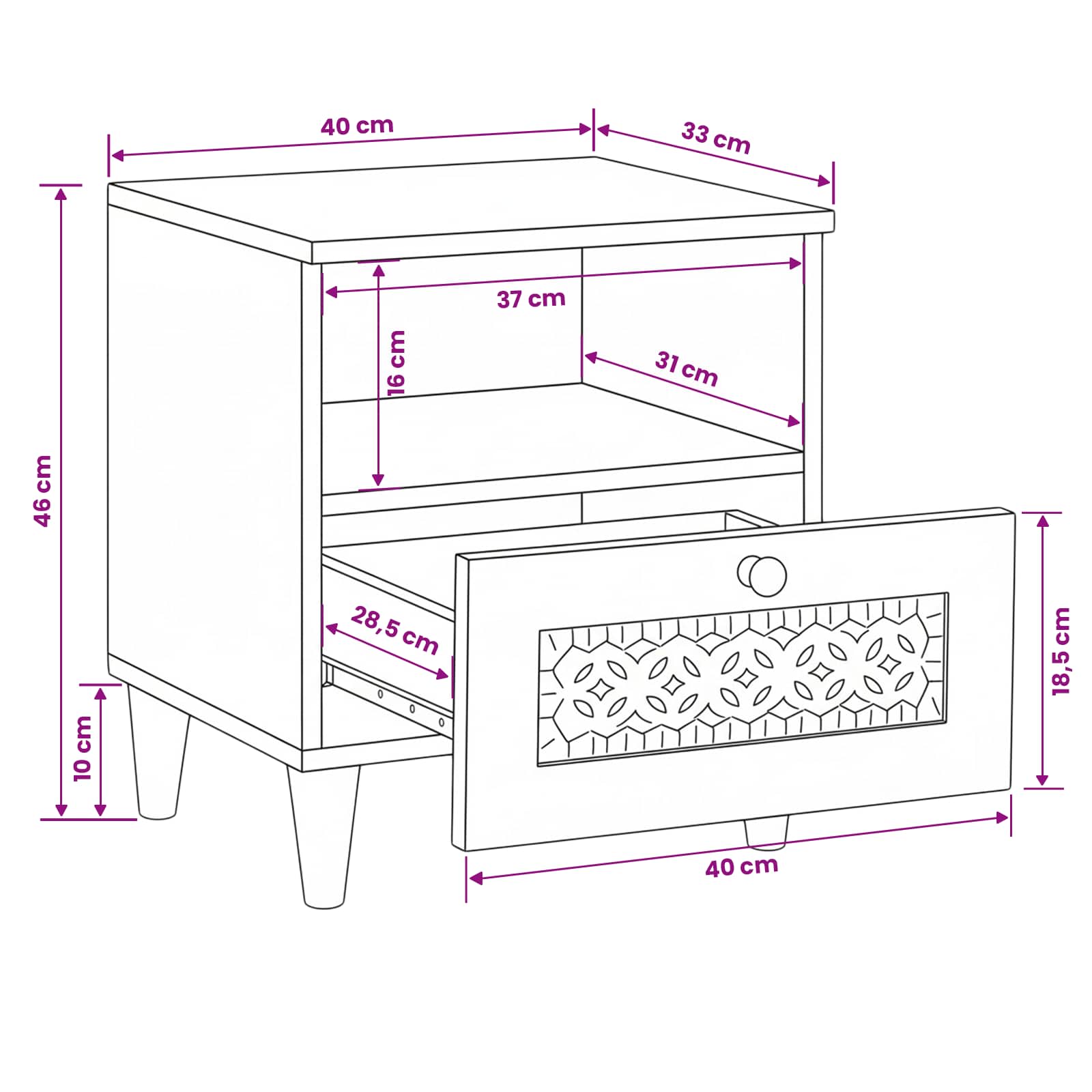 Noćni ormar 2 pcs Svijetlosmeđa 40 x 33 x 46 cm