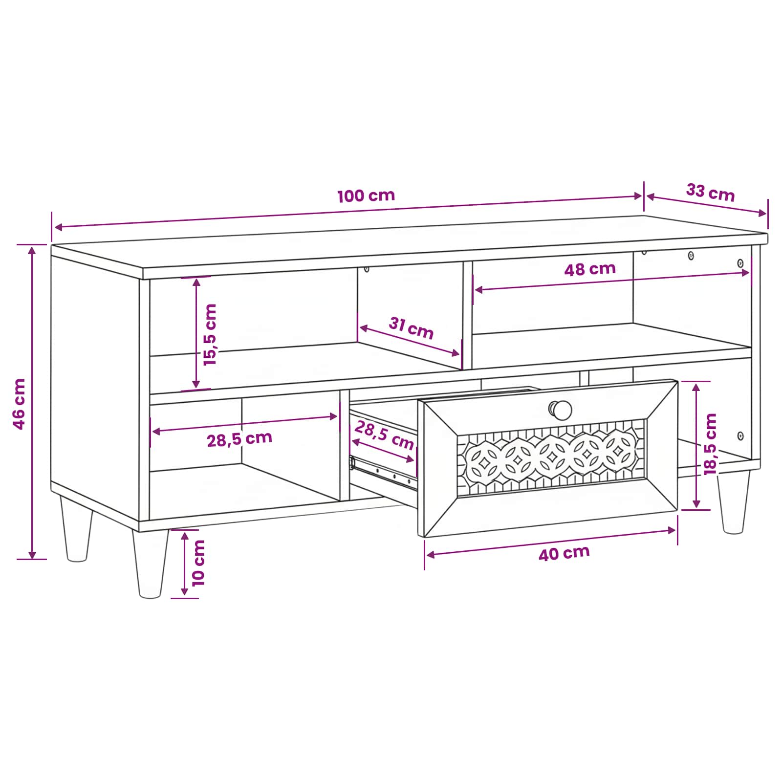 TV Jedinice Svijetlosmeđa 105 x 33 x 46 cm Konstruirano drvo