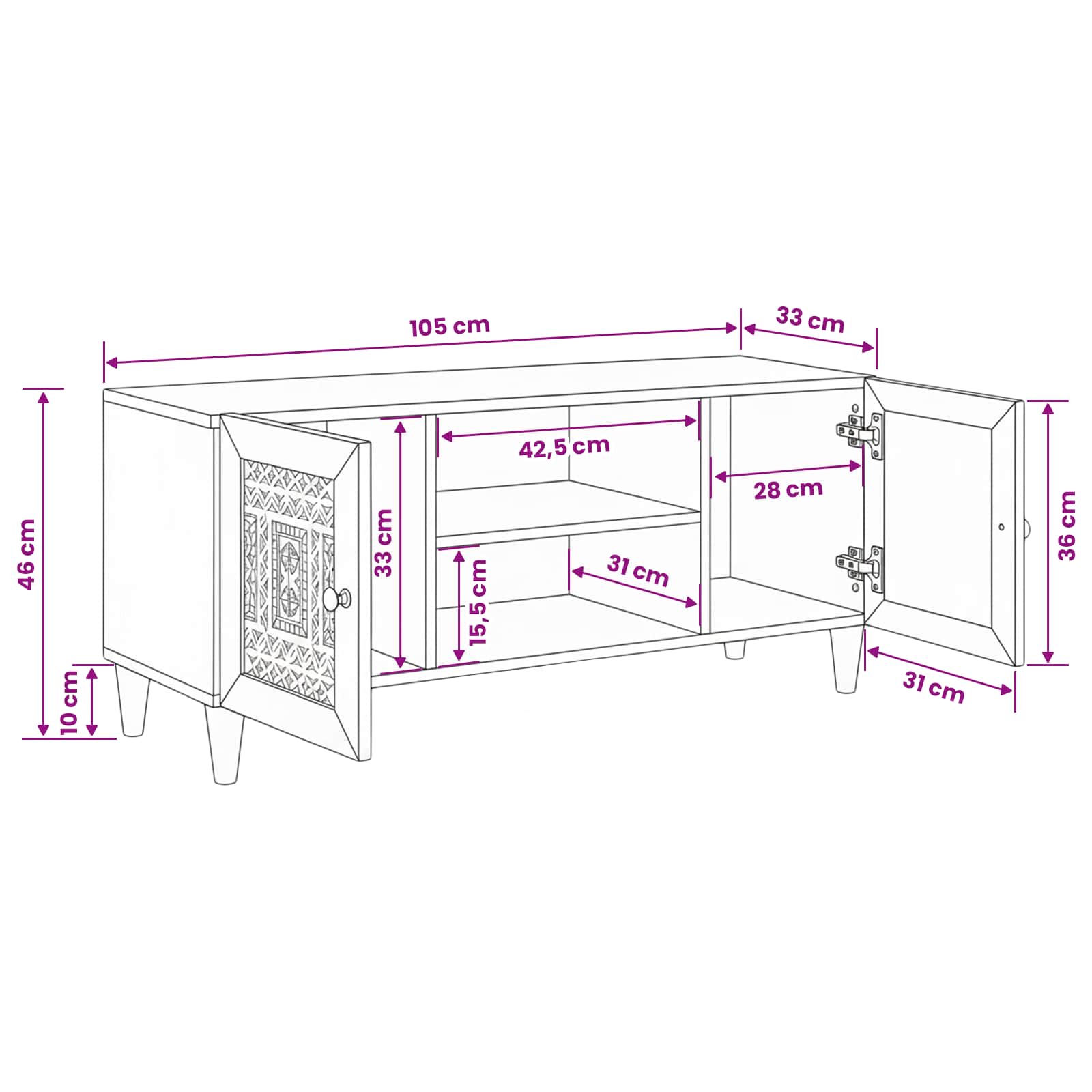 TV Jedinice s policom Bijelo 105 x 33 x 46 cm Konstruirano drvo