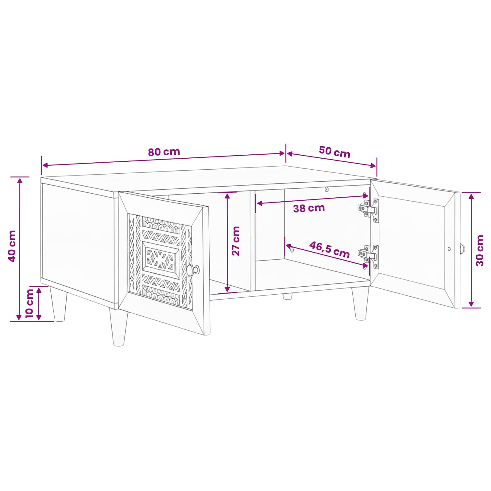 Kava Stol Bijela 80 x 54 x 40 cm Konstruirano drvo