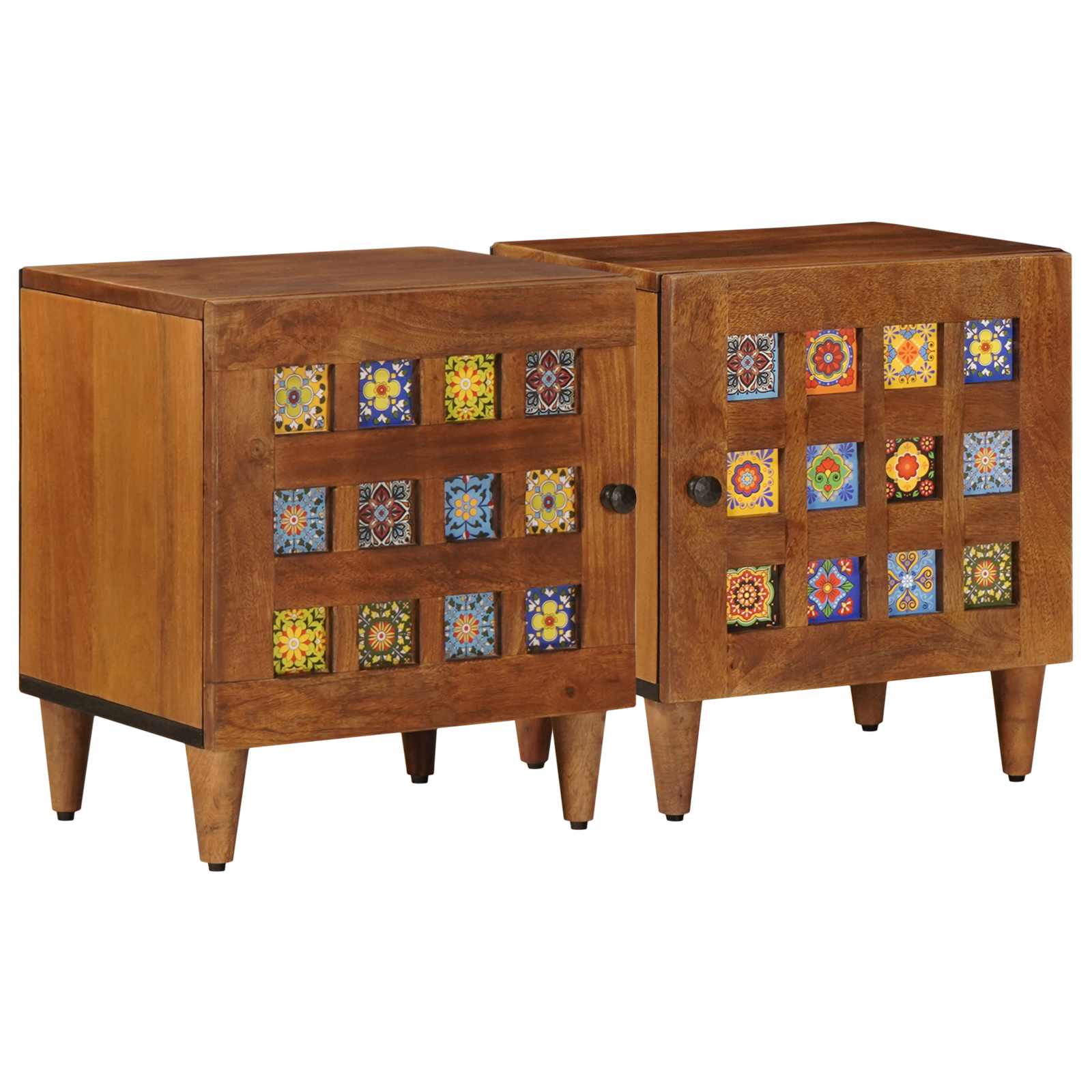 Noćni ormar 2 pcs Smeđa 40 x 33 x 46 cm Čvrsto drvo manga