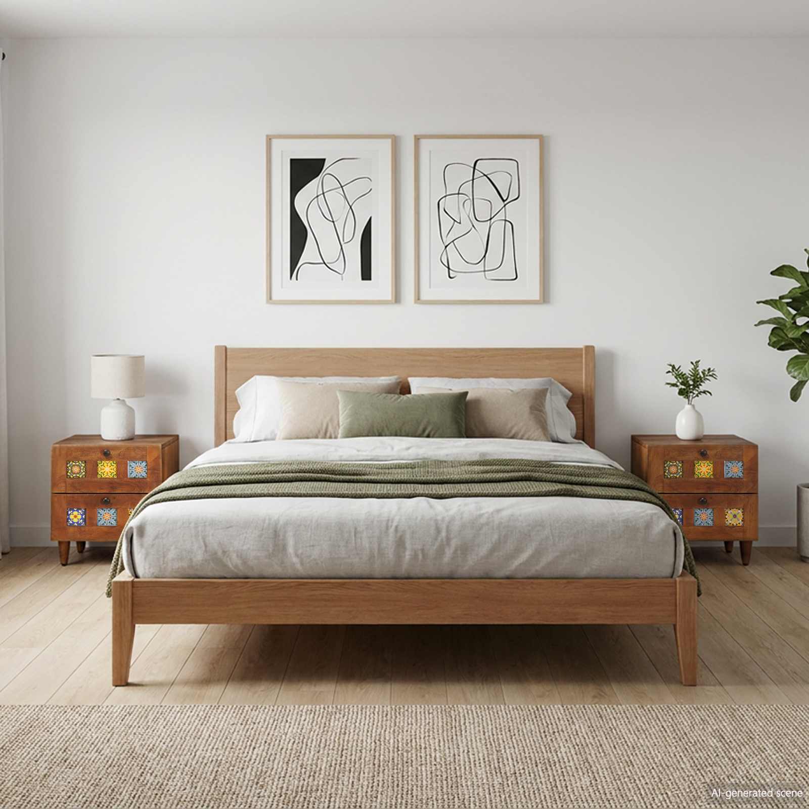Noćni ormar 2 pcs Smeđa 40 x 33 x 46 cm Čvrsto drvo manga