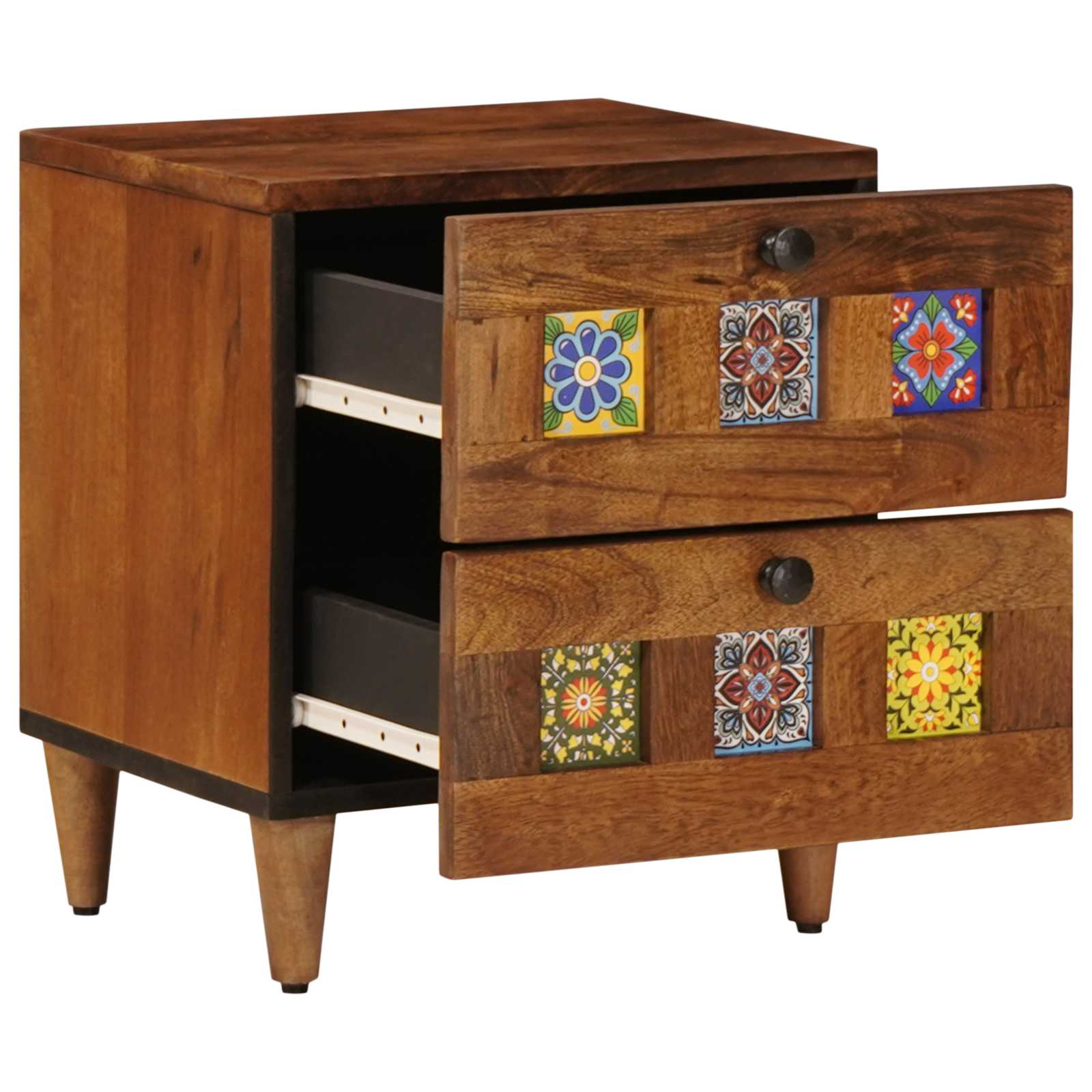 Noćni ormar 2 pcs Smeđa 40 x 33 x 46 cm Čvrsto drvo manga