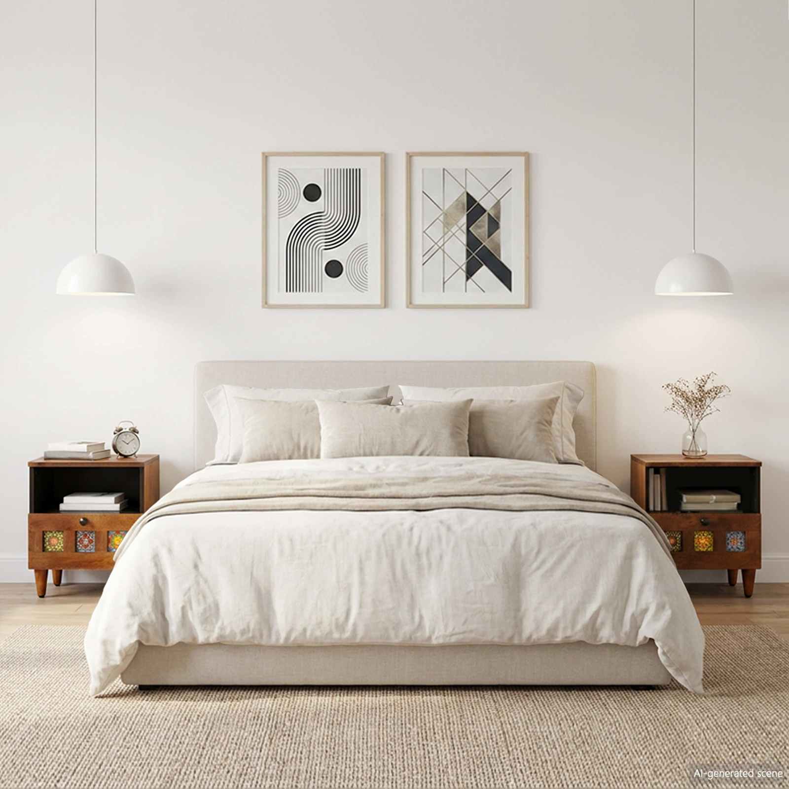 Noćni ormar 2 pcs Smeđa 40 x 33 x 46 cm Čvrsto drvo manga