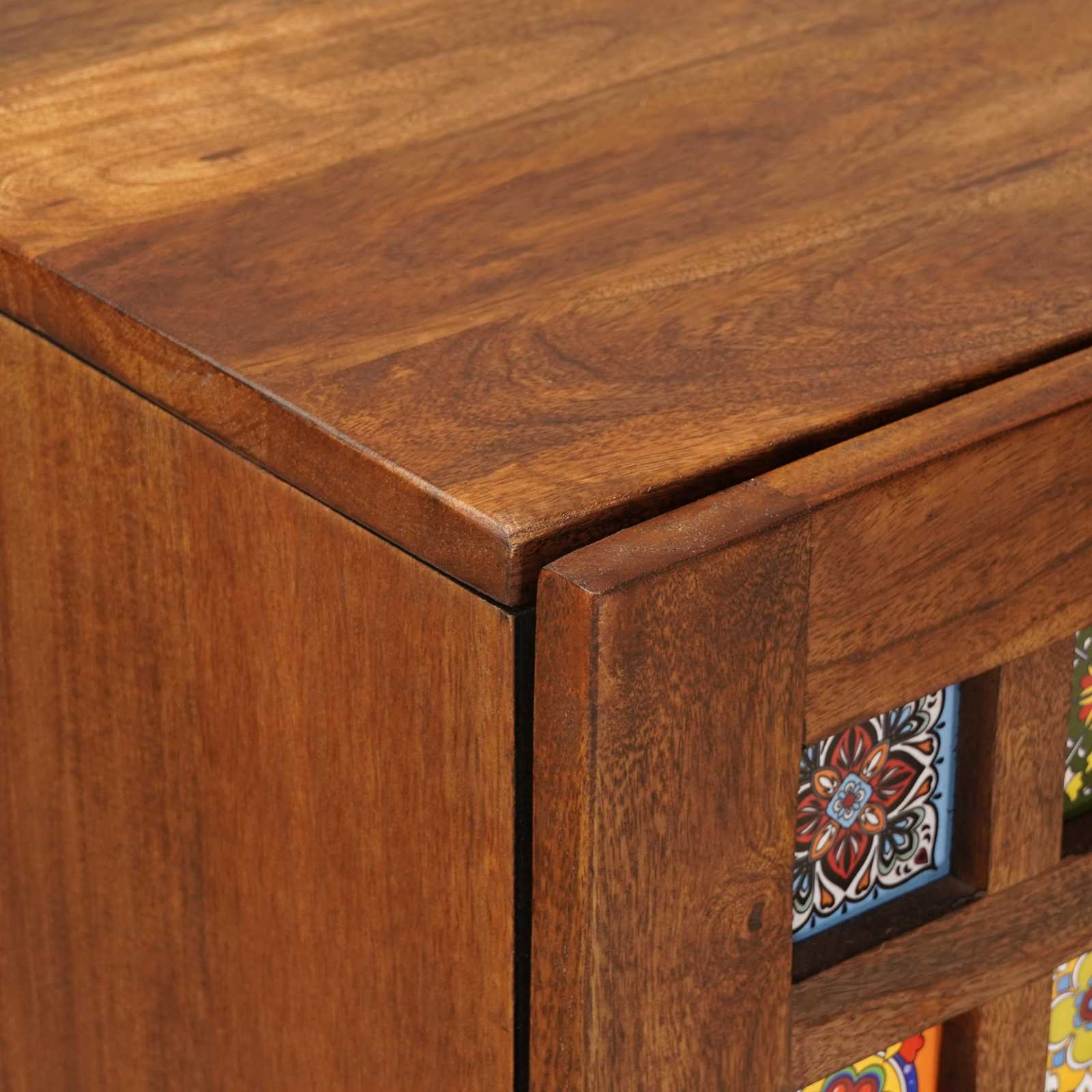 Highboard s pohranom Orah 40 x 33 x 110 cm Čvrsto drvo manga
