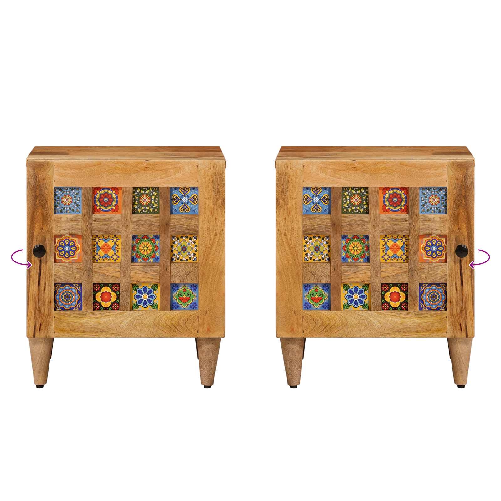 Noćni ormar 2 pcs Prirodna 40 x 33 x 46 cm Čvrsto drvo manga