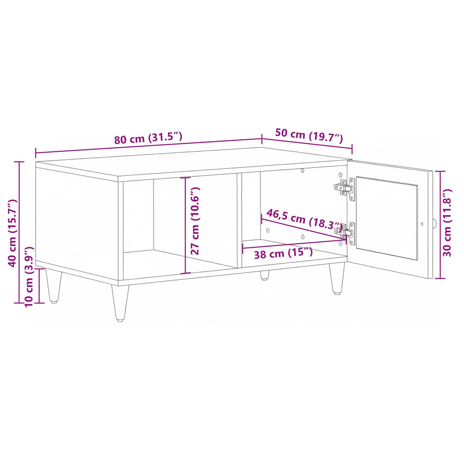 Kava Stol Prirodna 80 x 50 x 40 cm Čvrsto drvo manga