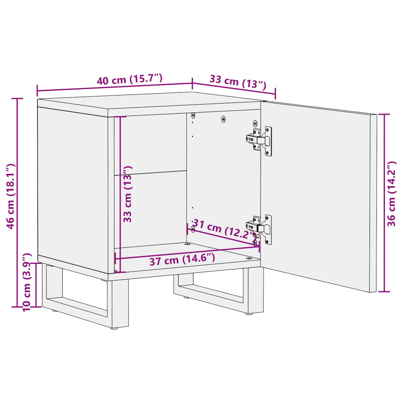 Noćni ormar 2 pcs Smeđa 40 x 33 x 46 cm Čvrsto drvo manga