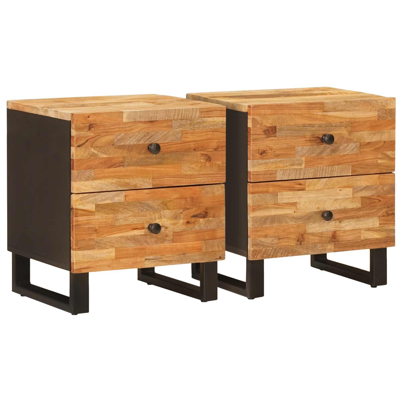 Noćni ormar 2 pcs Smeđa 40 x 33 x 46 cm Čvrsto drvo manga
