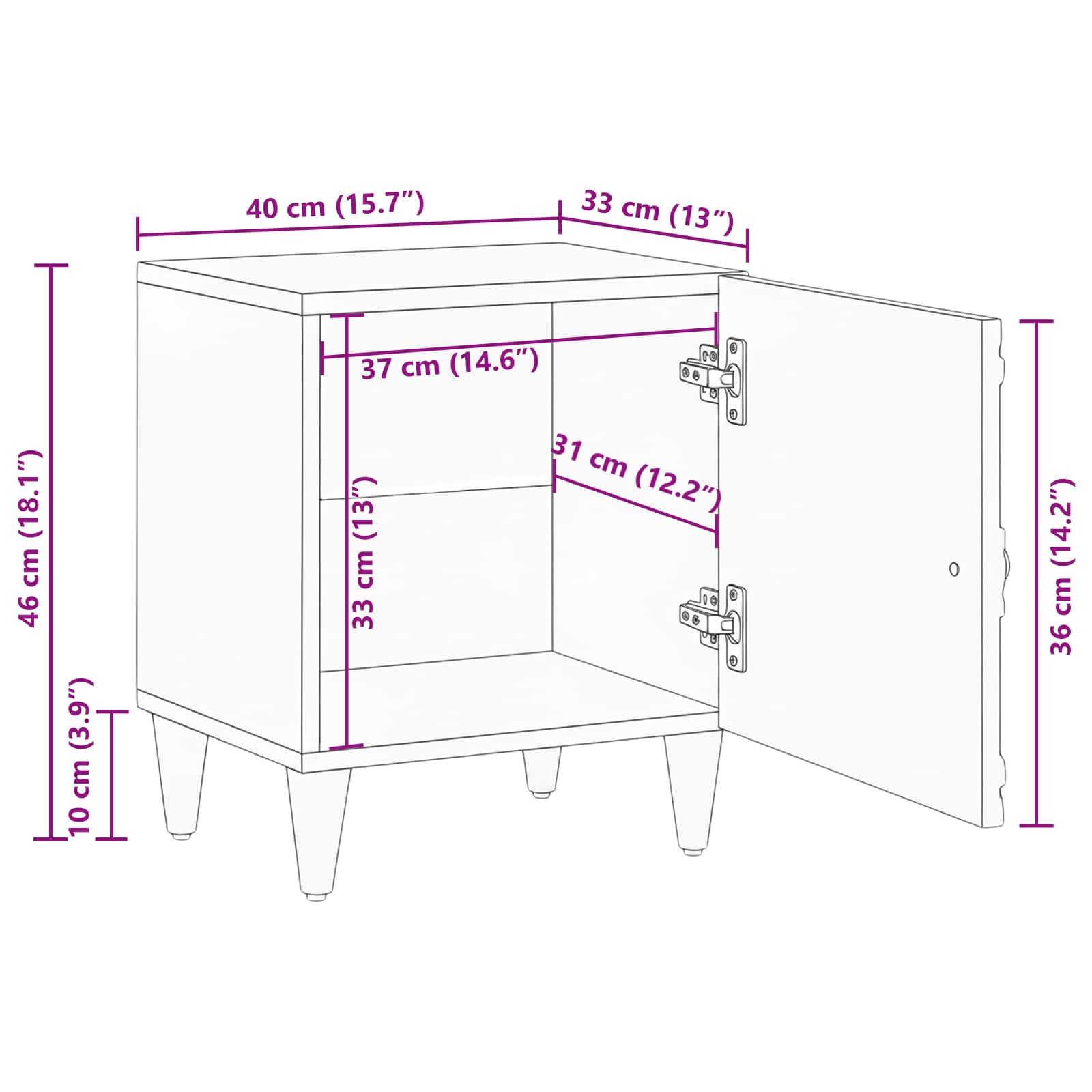 Noćni ormar 2 pcs Smeđa 40 x 33,5 x 46 cm Čvrsto drvo manga