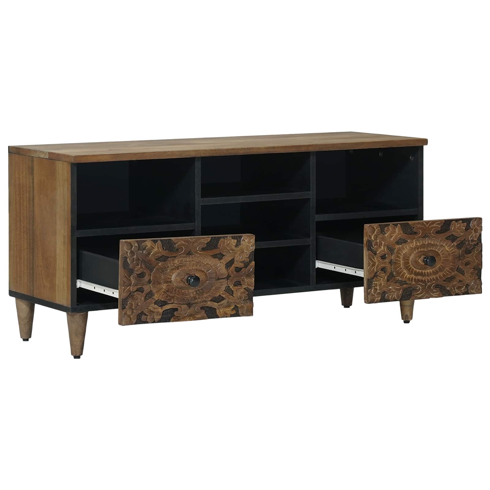 TV ormar s ladicama Smeđa 100 x 33,5 x 46 cm Čvrsto drvo manga