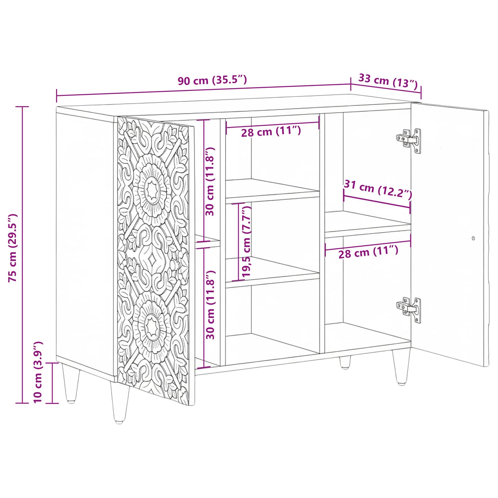 Kreveta s policom Smeđa 90 x 33,5 x 75 cm Čvrsto drvo manga