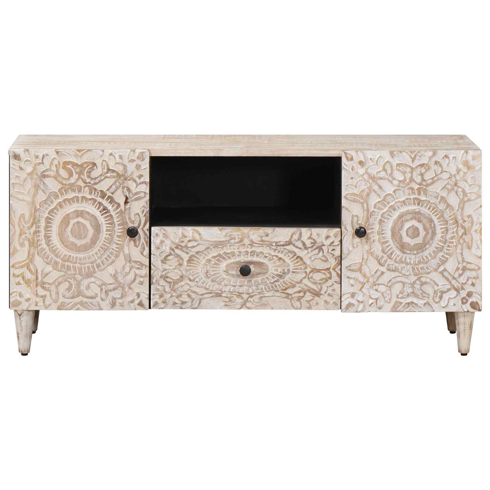 TV ormar s ladicama Bijelo 105 x 33,5 x 46 cm Čvrsto drvo manga