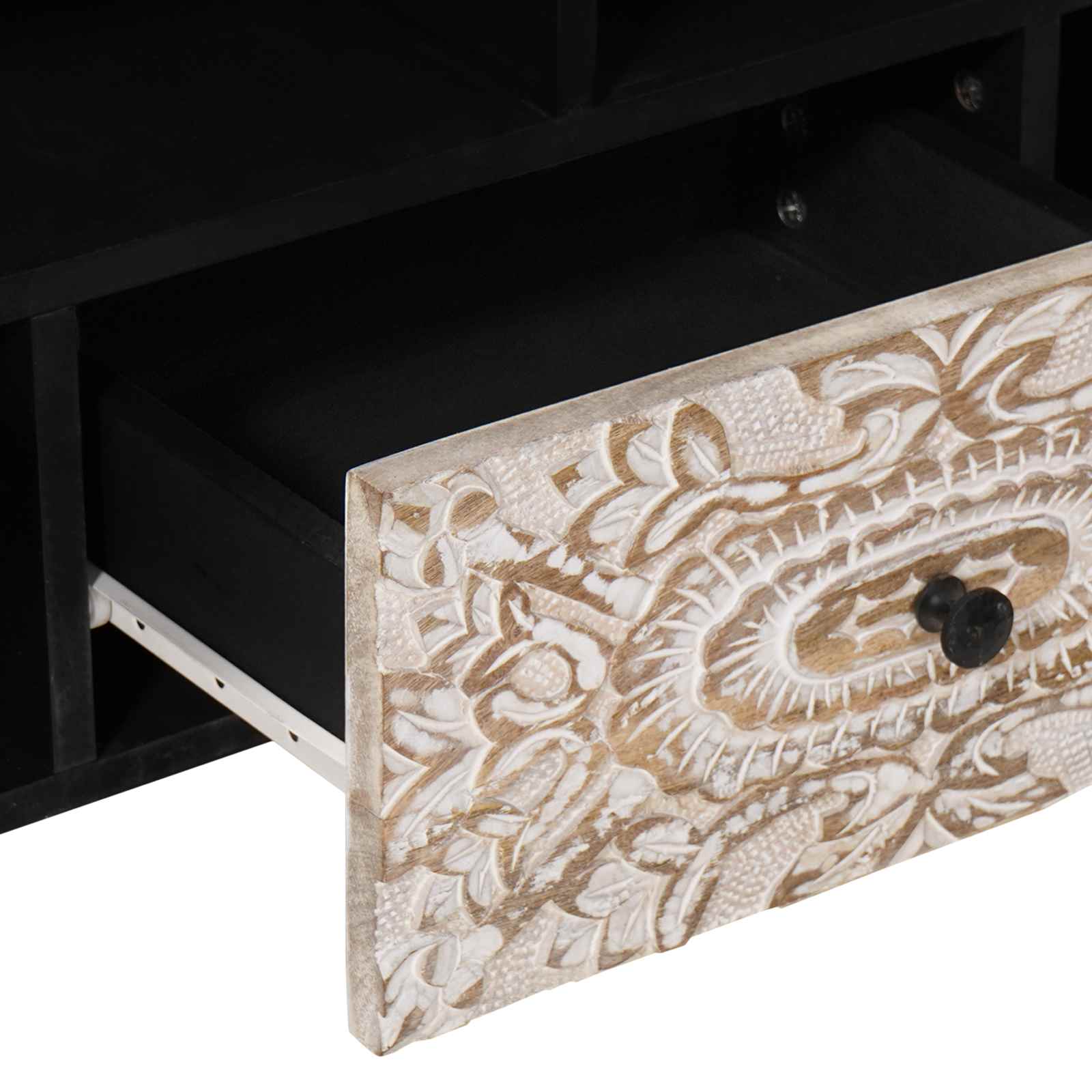 TV ormar s ladicama Bijelo 100 x 33,5 x 46 cm Čvrsto drvo manga