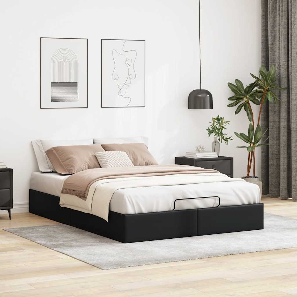 Otomanski okvir kreveta bez madraca crni 140x200cm umjetne kože