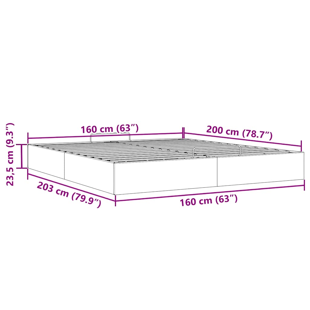Otomanski okvir kreveta bez madraca crni 160x200cm umjetne kože