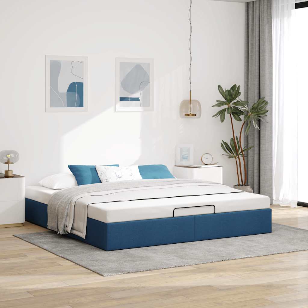 Otomanski okvir kreveta bez madraca plavi 180x200 cm od tkanine