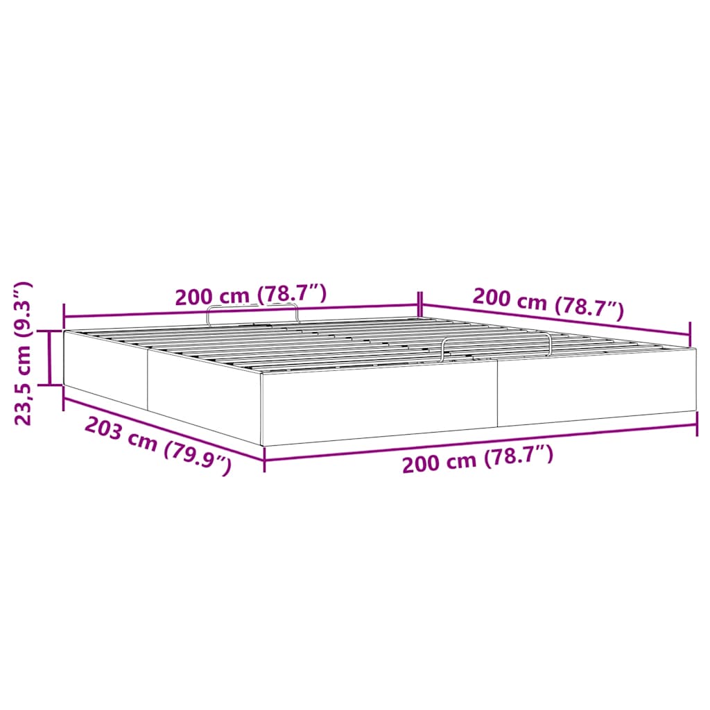 Otomanski okvir kreveta bez madraca 200 x 200 cm od tkanine