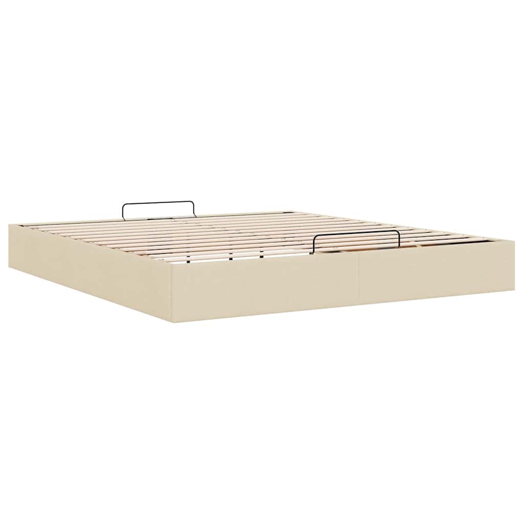 Otomanski okvir kreveta bez madraca krem 200x200 cm od tkanine