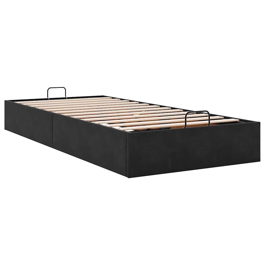 Otomanski okvir kreveta bez madraca crni 90x200 cm baršunasti
