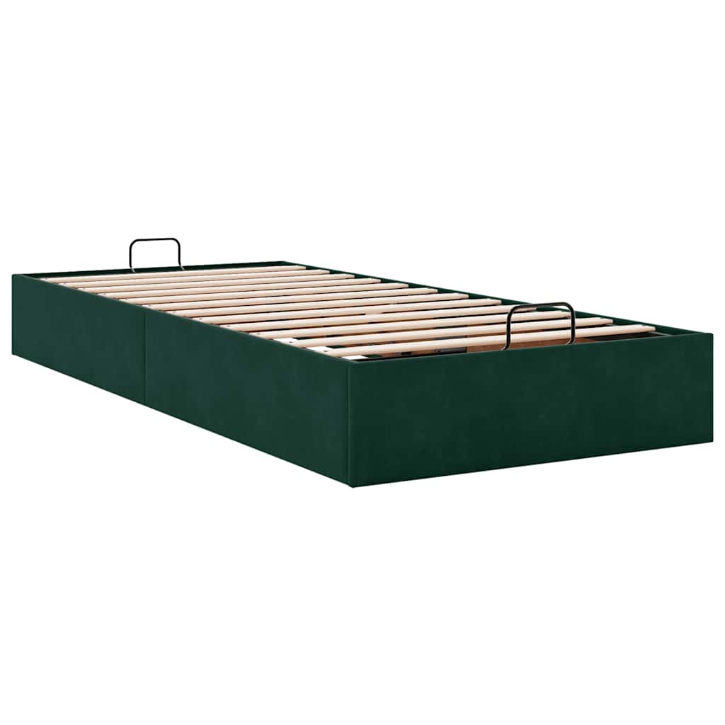 Okvir za krevet bez madraca tamnozeleni 100x200 cm baršunasti