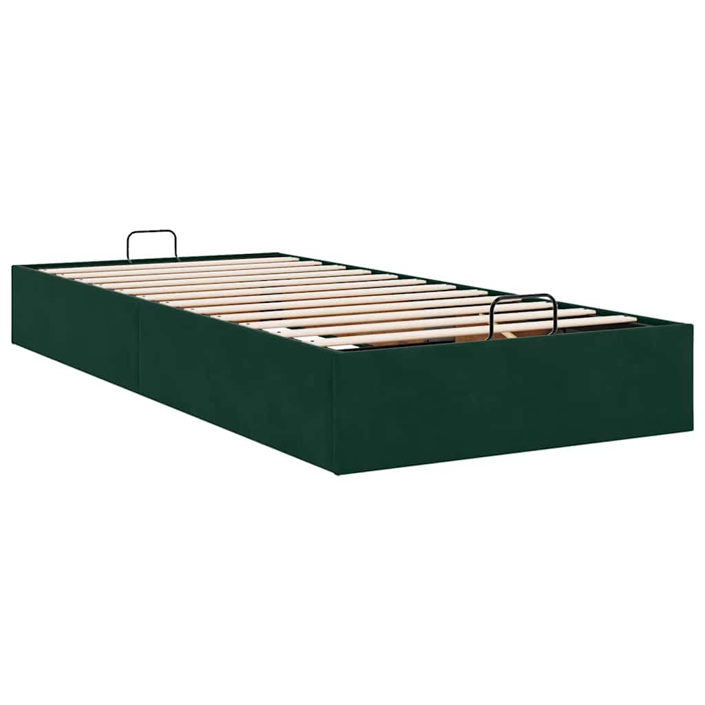 Okvir za krevet bez madraca tamnozeleni 100x200 cm baršunasti