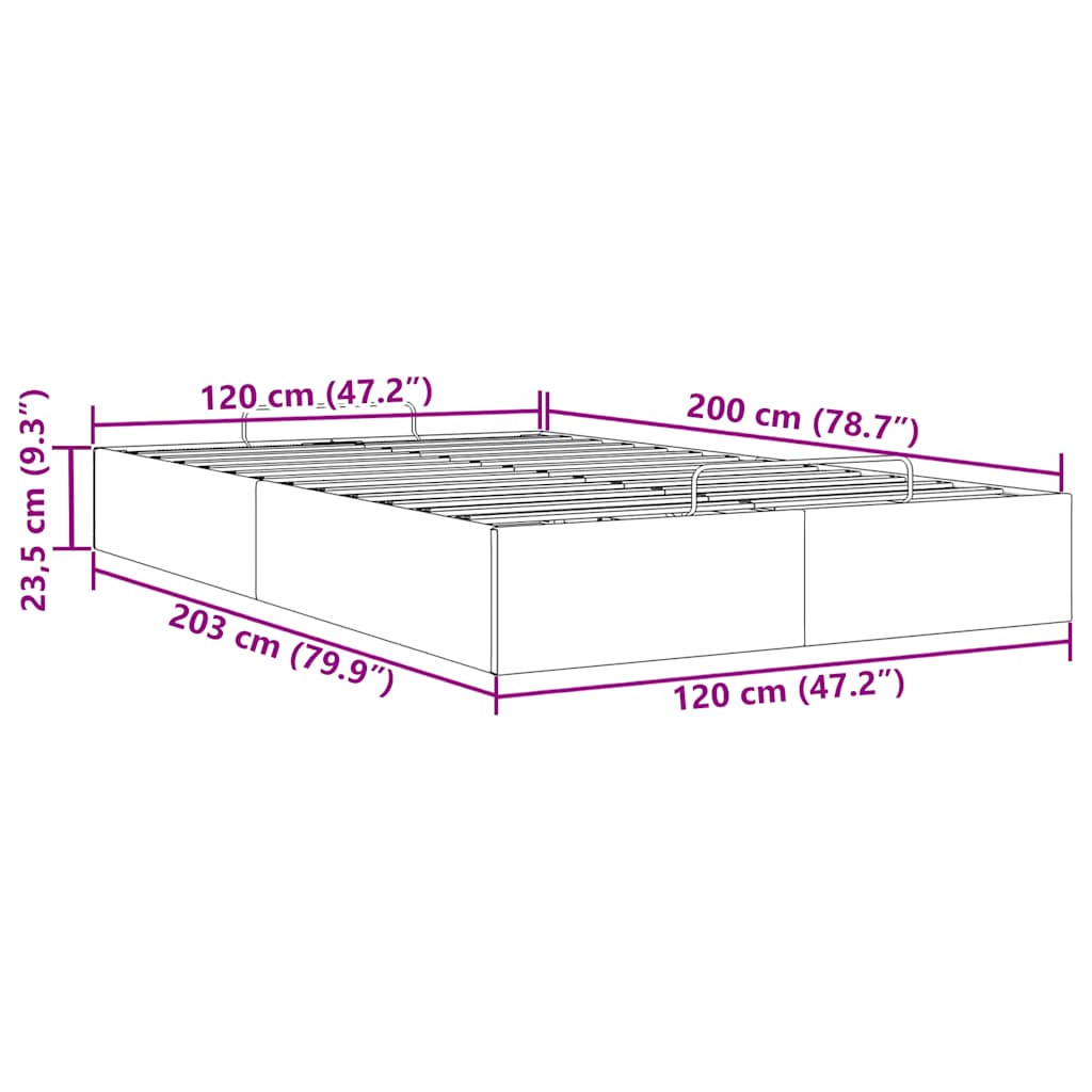 Okvir kreveta bez madracem tamnosivi 120x200 cm baršunasti
