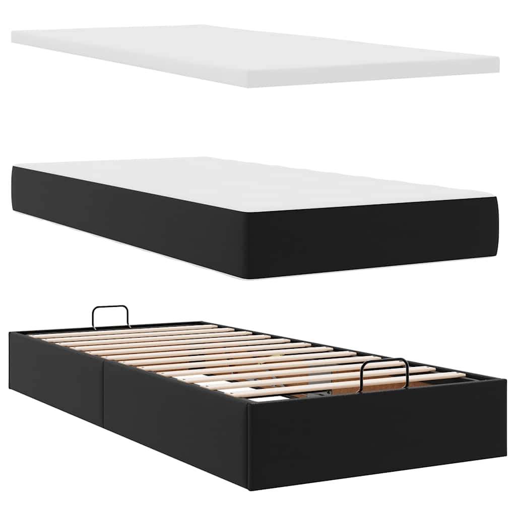 Otomanski okvir kreveta s madracem crni 80x200cm umjetna koža