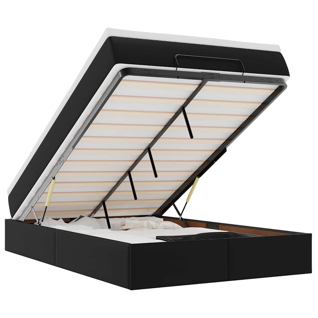 Otomanski okvir kreveta s madracem crni 120x190cm umjetna koža