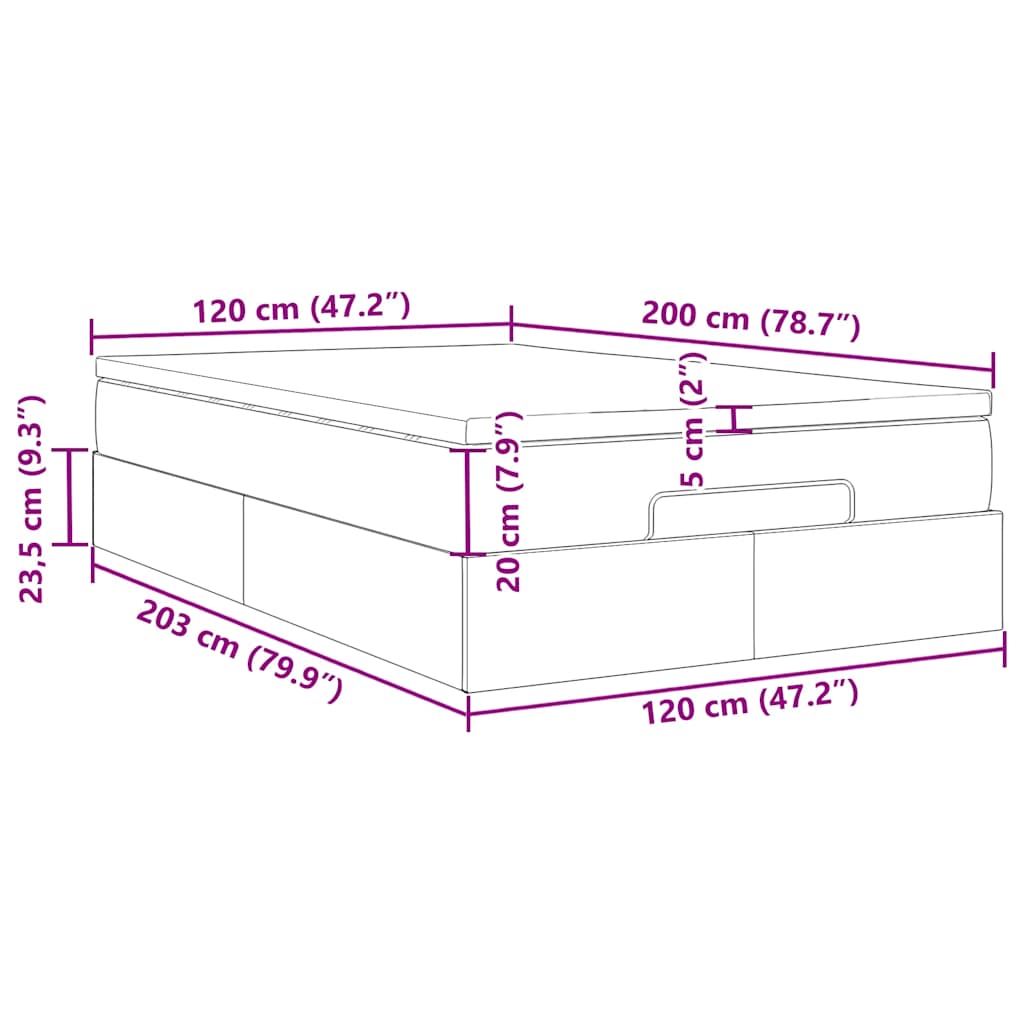 Otomanski okvir kreveta s madraca bijela 120x200cm umjetna koža