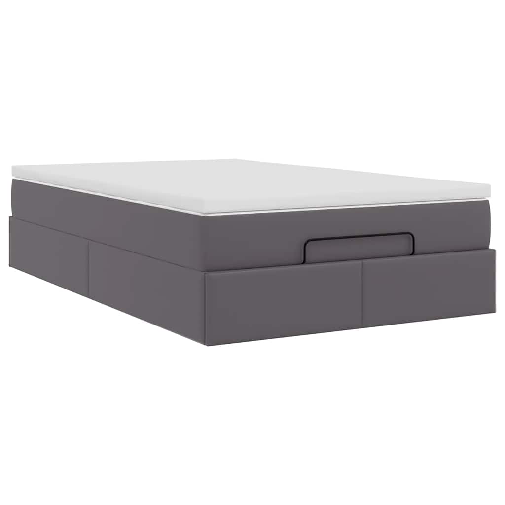 Otomanski okvir kreveta s madracem sivi 120x200cm umjetna koža