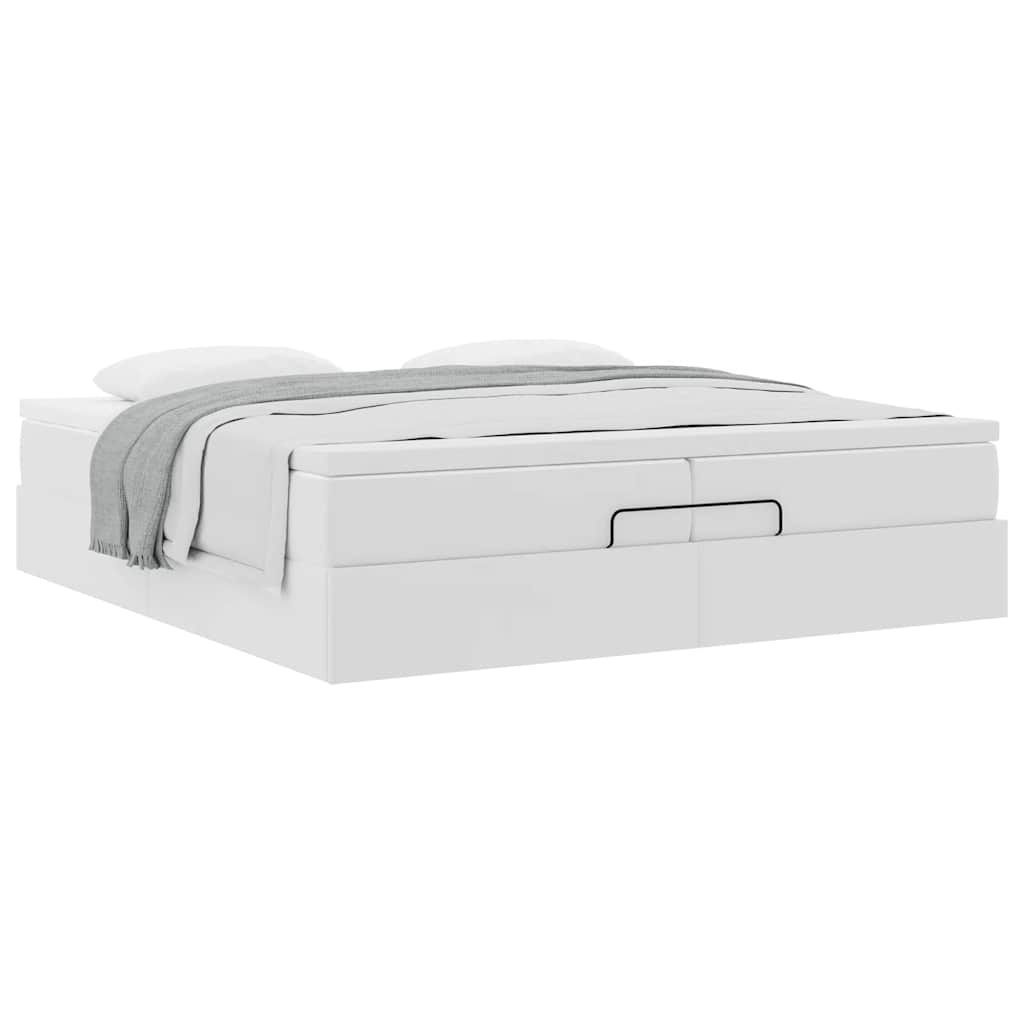 Okvir kreveta s madracima bijela 200x200 cm umjetna koža