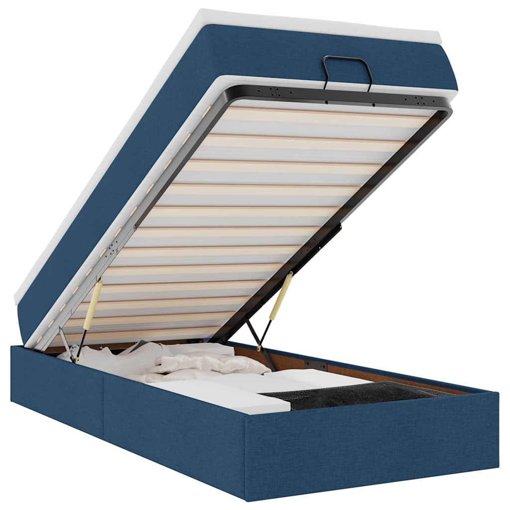 Ottoman krevet s madracem plavi 80x200 cm tkanina