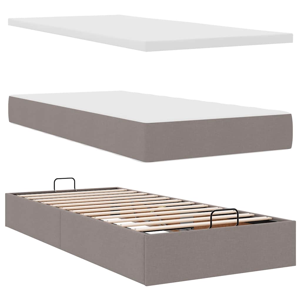 Otomanski okvir kreveta s madraca smeđesivi 100x200cm tkanine