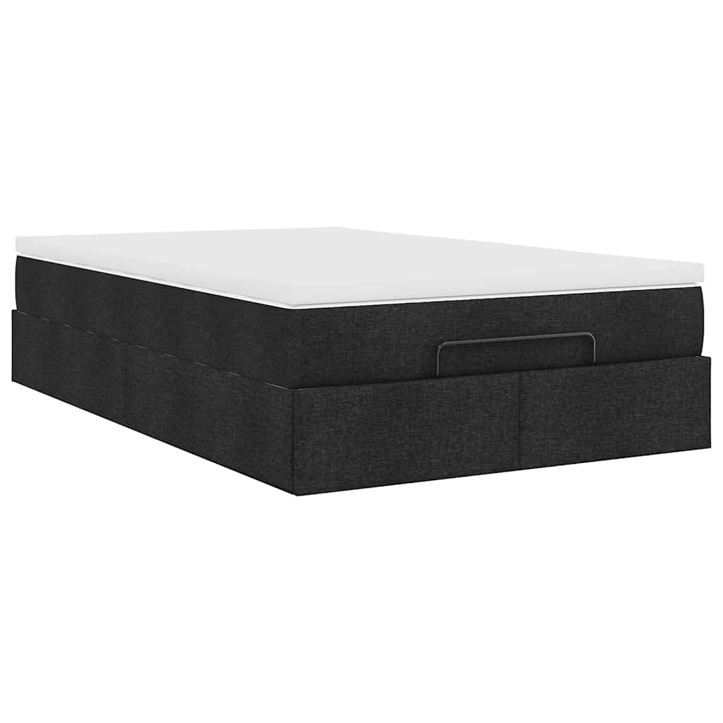 Otomanski krevet s madracem crni 120x190 cm tkanine