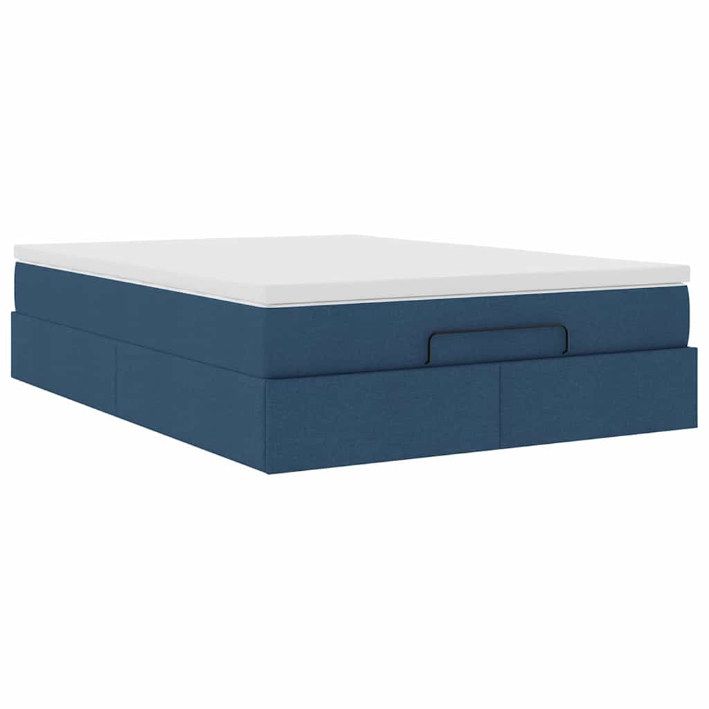 Otomanski krevet s madracem plavi 140x190cm od tkanine