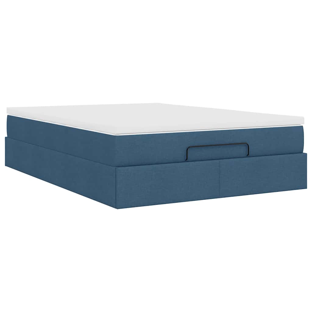 Otomanski krevet s madracem plavi 140x190cm od tkanine